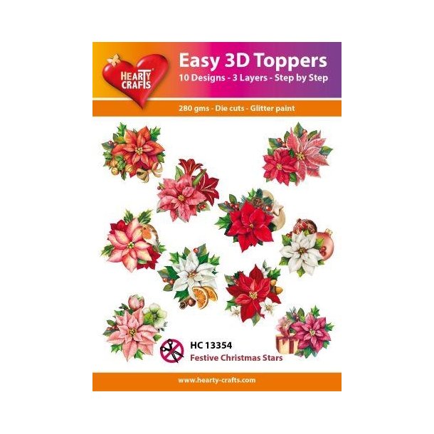 Easy 3D Toppers Festive Christmas Star 10 udstandsede motiver med glimmer