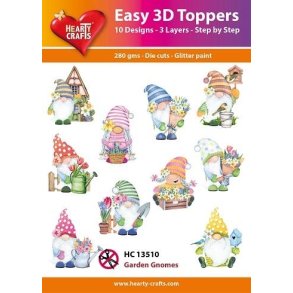 Easy 3D Toppers Garden Gnomes 10 udstandsede motiver med glimmer