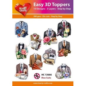 Easy 3D toppers Men suits 10 udstandsende motiver med glimmer
