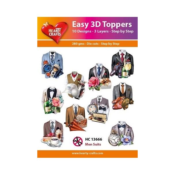 Easy 3D toppers Men suits 10 udstandsende motiver med glimmer