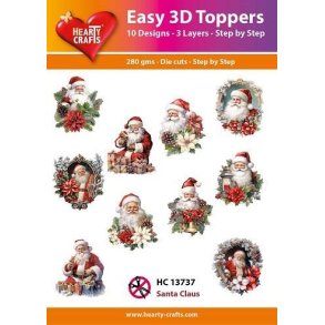 Easy 3D Toppers Santa claus 10 udstandsede motiver med glimmer