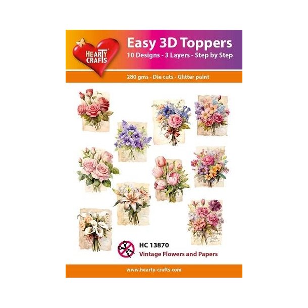 Easy 3D Toppers Vintage flowers and papers