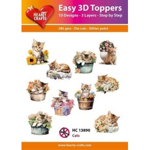 Easy 3D Toppers Cats 10 motiver med glimmer