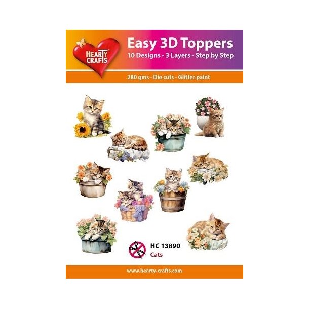 Easy 3D Toppers Cats 10 motiver med glimmer