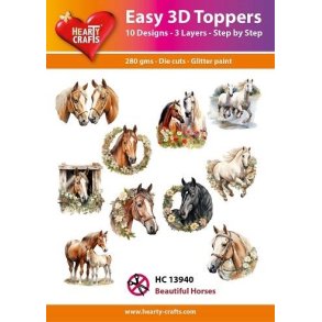 Easy 3D Toppers Beautiful horses 10 udstandsede motiver med glimmer