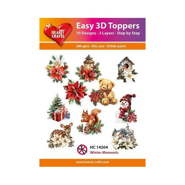 Easy 3D Toppers Winter moments 10 udstandsede motiver med glimmer