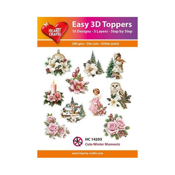 Easy 3D Toppers Cute winter moments 10 udstandsende motiver med glimmer