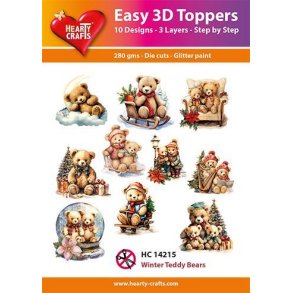 Easy 3D Toppers Winter teddy bears 10 udstandsede motiver med glimmer