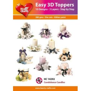 Easy 3D Toppers Condolence candles 10 udstandsende motiver med glimmer
