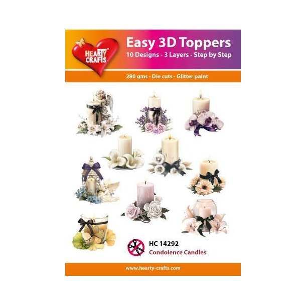 Easy 3D Toppers Condolence candles 10 udstandsende motiver med glimmer