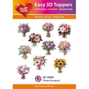 Easy 3D Toppers Flower bouquets 10 udstandsede motiver med glimmer