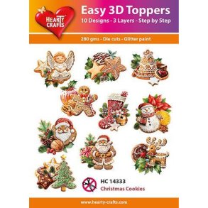 Easy 3D toppers Christmas cookies 10 udstandsende motiver med glimmer
