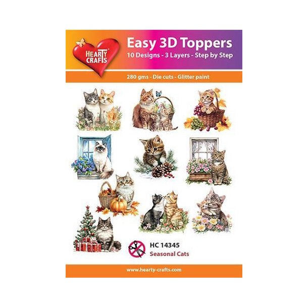Easy 3D Toppers Seasonal cats 10 udstandsende motiver med glimmer