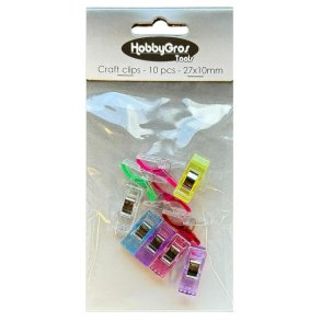 HobbyGros tools Craft clips 10stk 27x10mm Ass. farver