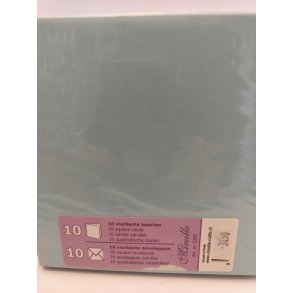 Lysebl� kort og kuverter 13,5x13,5cm 10 s�t