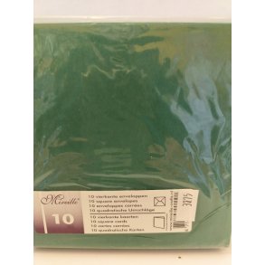 M�rkegr�nne kort og kuverter 13,5x13,5cm 10 s�t