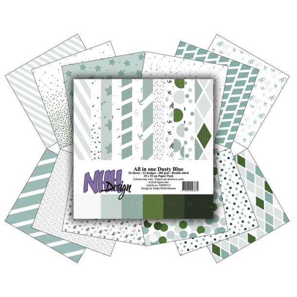  NHH paperpad All in one Dusty Blue 24 ark dobbelsidet 15x15cm 200g
