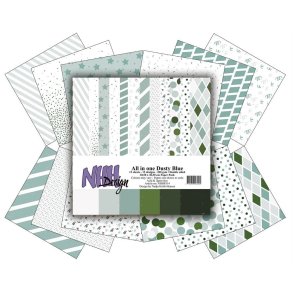 NHH Design Paperpad All in one Dusty Blue 12 ark dobbeltsidet 30,5x30,5cm