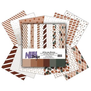 NHH Design Paperpad all in one Brown 12 ark dobbeltsidet 30,5x30,5cm