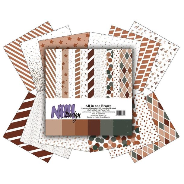 NHH Design Paperpad all in one Brown 12 ark dobbeltsidet 30,5x30,5cm