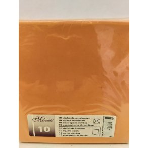 Orange kort og kuverter 13,5x13,5cm 10 s�t