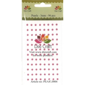 Dixi Craft Selvkl�bende halvperler pink 3 mm 96 stk