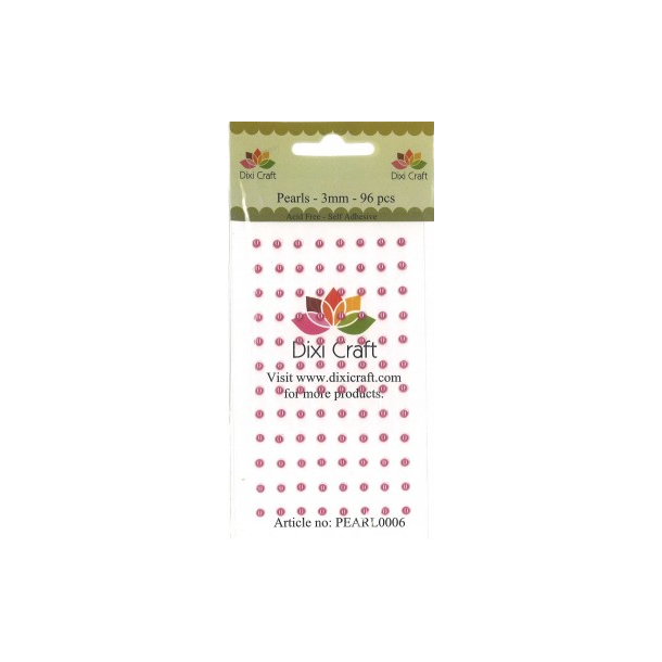 Dixi Craft Selvkl�bende halvperler pink 3 mm 96 stk