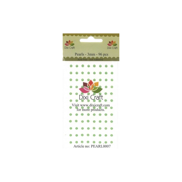 Dixi Craft Selvkl�bende halvperler lime 3mm 96 stk