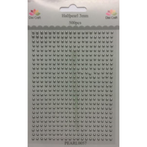 Dixi Craft Selvkl�bende halvperler s�lv 3 mm 500 stk