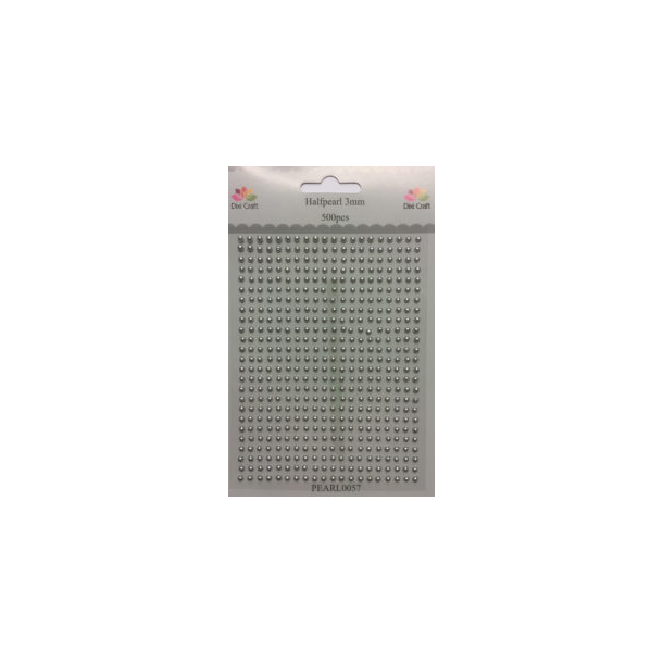  Dixi Craft Selvkl�bende halvperler s�lv 3 mm 500 stk