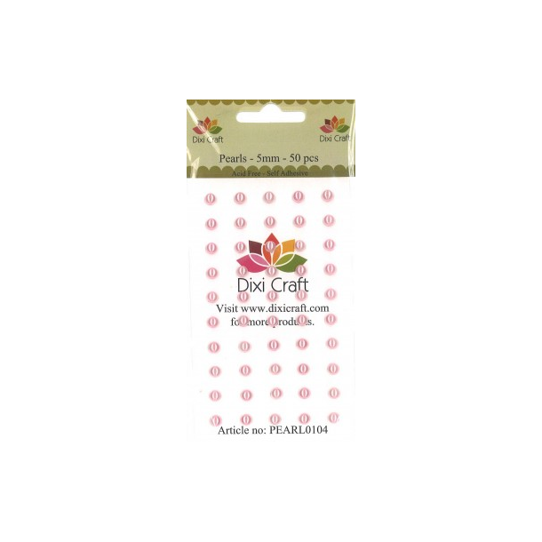  Dixi Craft Selvkl�bende halvperler lys r�d 5 mm 50 stk