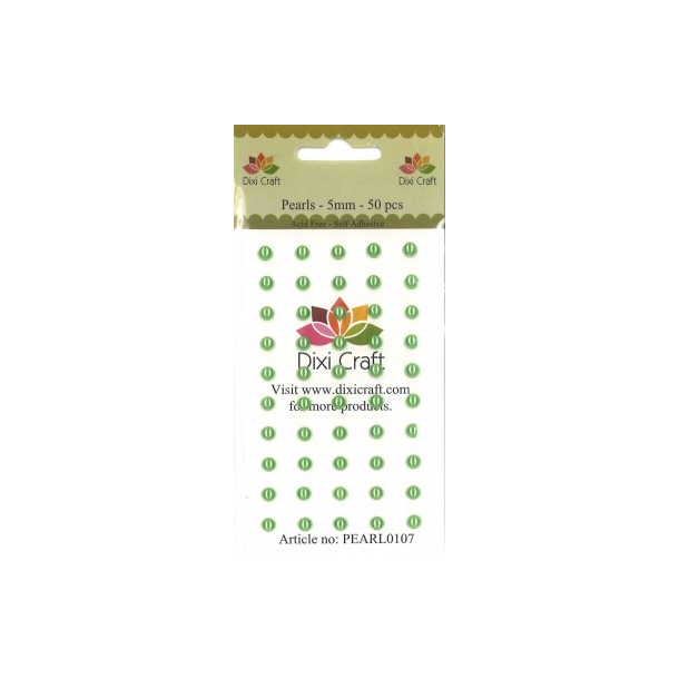 Dixi Craft Selvkl�bende halvperler lime 5 mm 50 stk