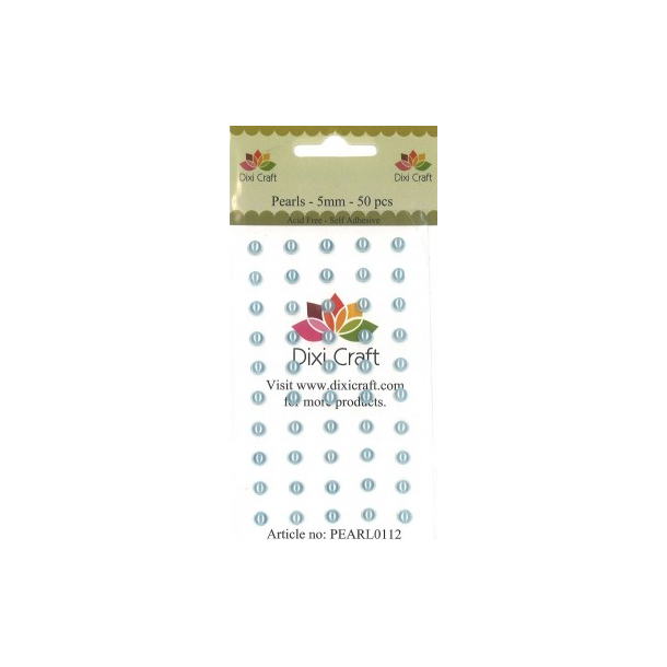  Dixi Craft Selvkl�bende halvperler lys bl� 5 mm 50 stk