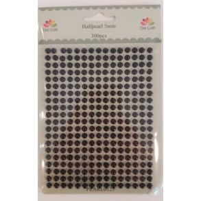 Pearl0125 Selvkl�bende halvperle sort 5mm 300 stk