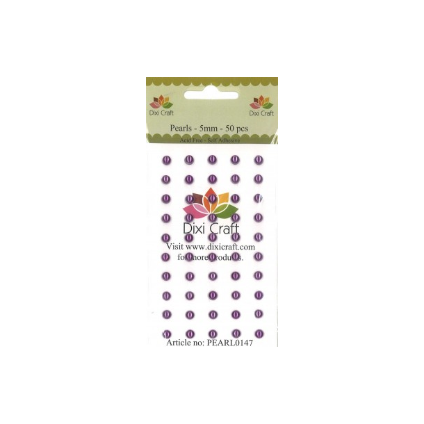 Dixi Craft Selvkl�bende halvperler violet 5 mm 50 stk