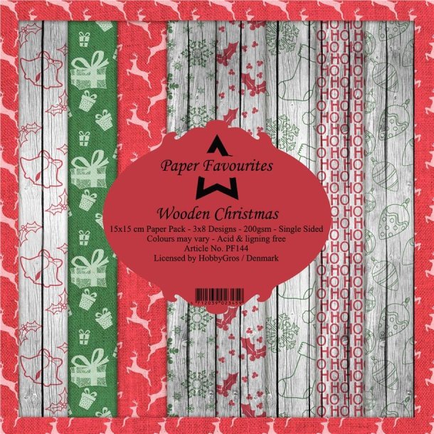  Paper Favourites Paper Pack Rustic Christmas 15x15cm 3x8 design 200g