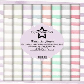 Paper Favourites Watercolor stripes 3x8 design 15x15cm 200g