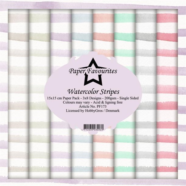 Paper Favourites Watercolor stripes 3x8 design 15x15cm 200g