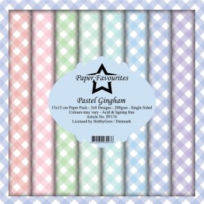 Paper Favourites Pasel gingham 3x8 design 15x15cm 200g