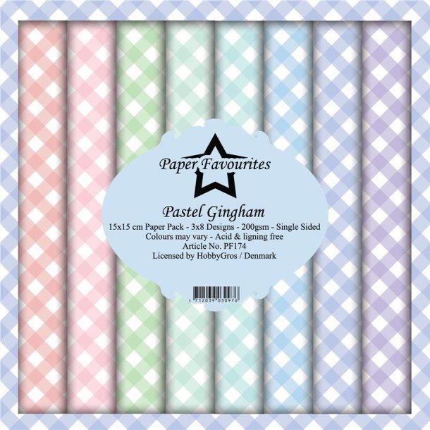 Paper Favourites Pasel gingham 3x8 design 15x15cm 200g