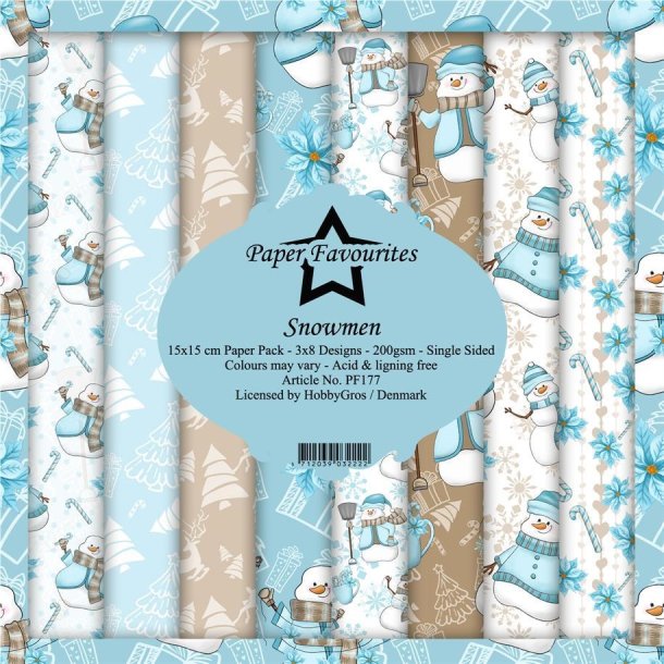 Paper Favourites Paper Pack Snowmen 3x8 design 15x15cm 200g