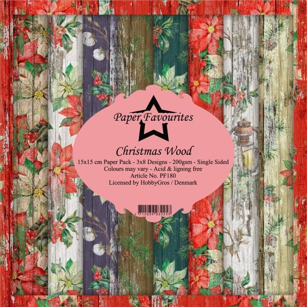 Paper Favourites Paper pack Christmas wood 3x8 design 15x15cm 200g