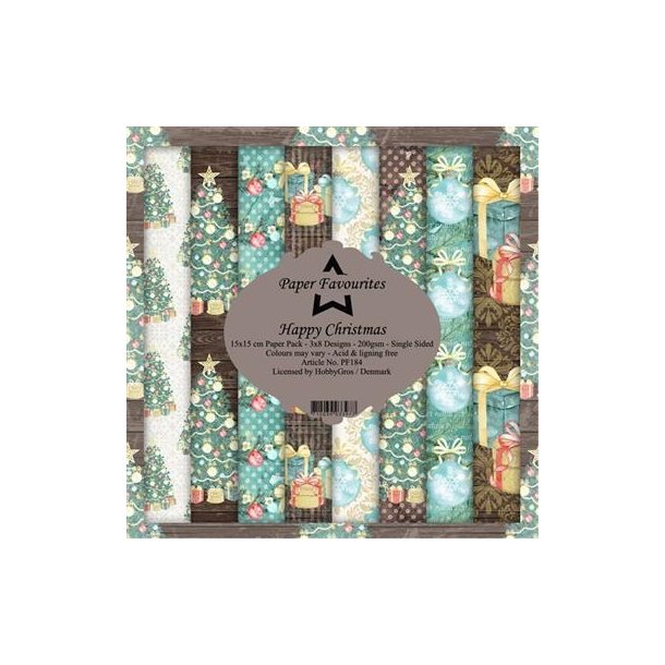 Paper Favourites Happy Christmas 3x8 design 15x15cm 200g