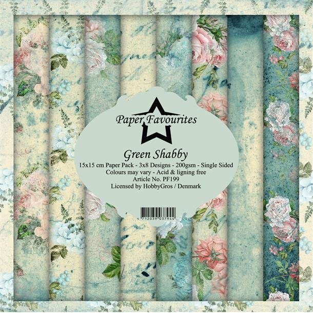 Paper Favourites Green shabby 3x8 design 15x15cm 200g
