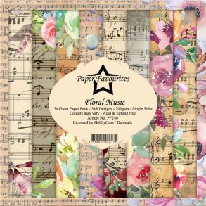 Paper Favourites Floral music 3x8design 15x15cm 200g