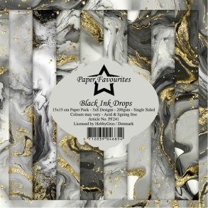 Paper Favourites Black ink drops 3x8 design 15x15cm 200g