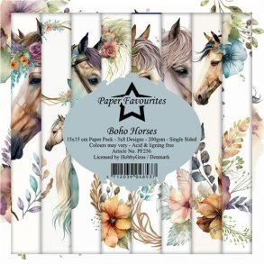 Paper Favourites Boho horses 3x8design 15x15cm 200g