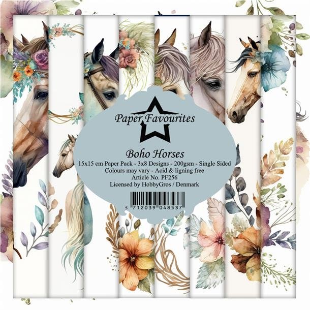 Paper Favourites Boho horses 3x8design 15x15cm 200g
