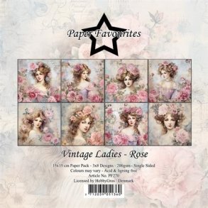 Paper Favourites Vintage ladies rose 3x8design 15x15cm 200g