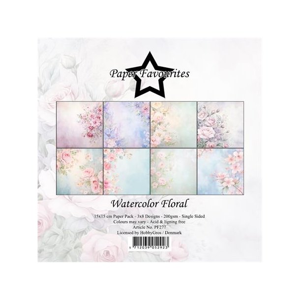 Paper Favourites Watercolor floral 3x8design 15x15cm 200g